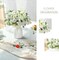 Artificial Silk Rose with Vase Fake Flowers Wedding Flowers Bouquets Arrangement Home Office Party Centerpiece Table Decoration (White)